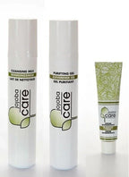 Set de soins Jojoba Care : lait de nettoyage, gel purifiant et crème adolescence.